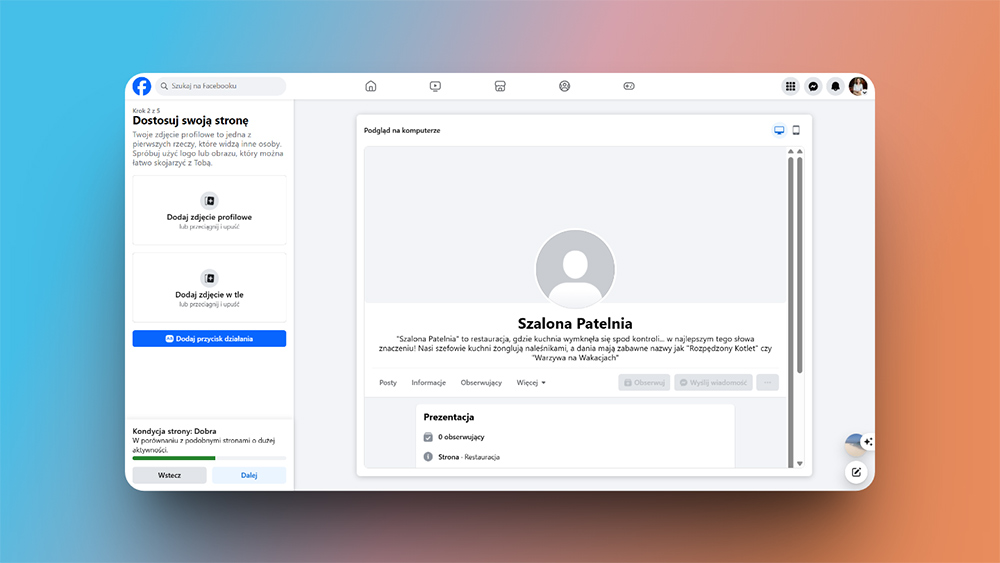 Dodawanie zdjęcia profilowego i zdjęcia w tle do konta firmowego na FB