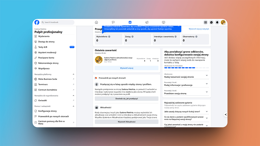 Pulpit konta firmowego na Facebooku – zarządzanie stroną biznesową