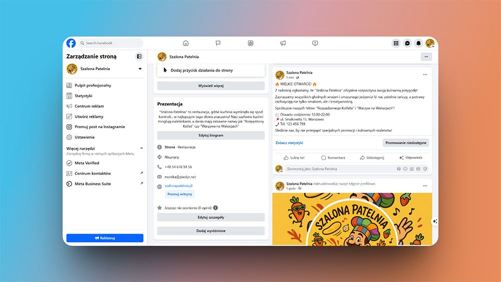 Jak wygląda opublikowany post na koncie firmowym na Facebooku